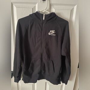 Nike Boy's Swoosh Sports Logo Black Gray Full Zip-Up Size XL